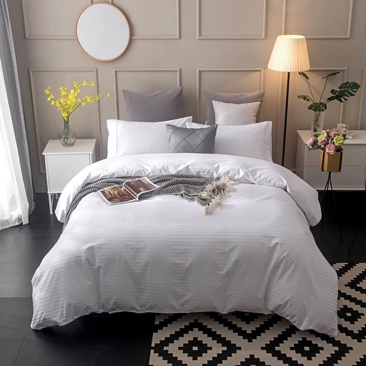 DUVET COVER DOBLE 250 HILOS ALG/POL BLANCO SATEEN STRIPE